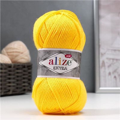 Пряжа для вязания спицами, крючком ALIZE, Extra, 100% акрил, 220 м/100 г, (216 жёлтый)
