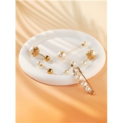 Набор булавок (6 шт.) «Жемчуг», 6.5 см, белый в золоте