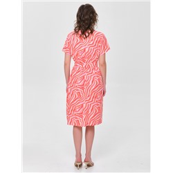 Платье коралловое с коротким рукавом