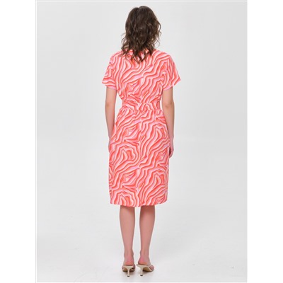 Платье коралловое с коротким рукавом