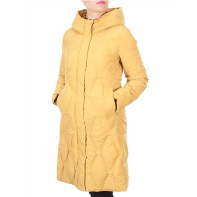 2158 MUSTARD Пальто зимнее облегченное  женское YINGPENG (150 гр. холлофайбер)