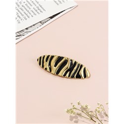 Заколка - автомат для волос QF «Филомена», овал, 8.5 см, чёрно-золотая