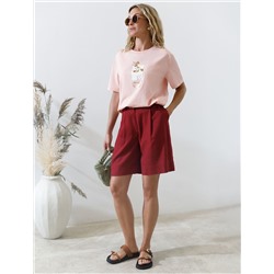 Свободная футболка с принтом из премиального хлопка с эластаном