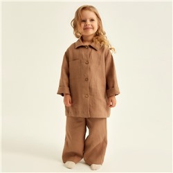 Костюм детский домашний (рубашка и брюки) SL HOME, размер 38 (146-152 см), цвет кофейный
