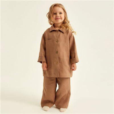 Костюм детский домашний (рубашка и брюки) SL HOME, размер 38 (146-152 см), цвет кофейный