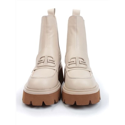 01-CD18-3 BEIGE Ботинки-Челси демисезонные женские (натуральная кожа, байка)