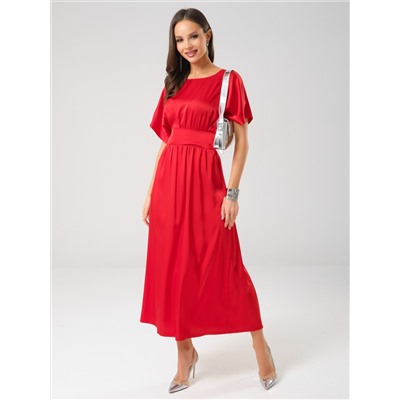 Платье нарядное красное с широким поясом
