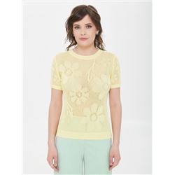 Джемпер вязаный жёлтого цвета с короткими рукавами