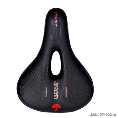 Седло велосипедное комфортное COMIRON YALTA C036 255x190, Технологии: ED, Эластомер, Верх: PU с пресс. принтом, Цвет: Чёрный+Красный/ АКЦИЯ /уп 20/
