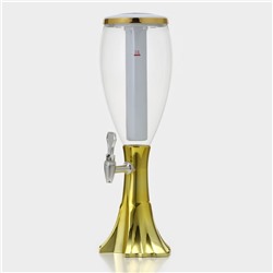 Башня пивная Gold, колба с подсветкой, 3 л, пластик, золотистый