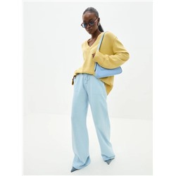 Брюки палаццо с карманами, Голубой