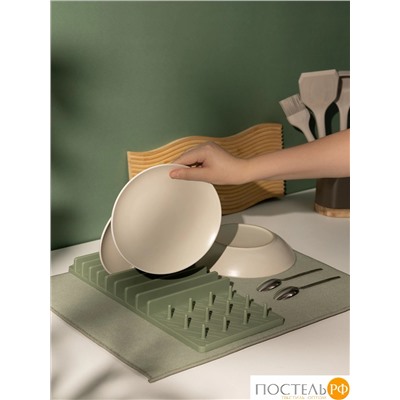 DOME ВОЙЕНС зел. Коврик с подставкой для посуды 38х50 см, 1 пр.