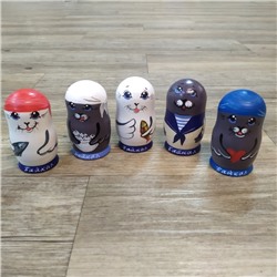 Нерпа дерев. расписная в виде матрешки h-9 см, d-5 см