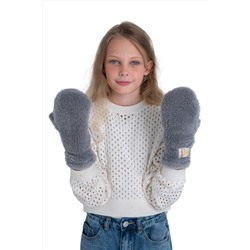 Варежки детские меховые серые