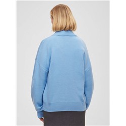 Свитер свободного кроя с разъемным замком, голубой