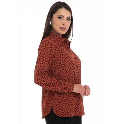 Рубашка терракотового цвета в горошек
