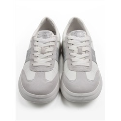 03-A1021-9 WHITE/GRAY Кроссовки женские (натуральная кожа, натуральная замша)