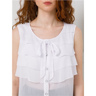 Блузка белая с воланами и съёмным бантом