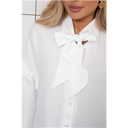 Блузка белая льняная с баской Грейс №1
