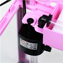 Аквариум SeaStar HX-240F, 10 л, в комплекте: LED-лампа, фильтр, розовый