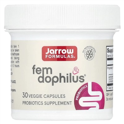 Jarrow Formulas, Vegan Fem Dophilus®, 1 млрд КОЕ, 30 растительных капсул
