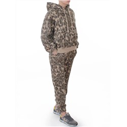 868-6 BEIGE/LEOPARD Костюм спортивный зимний женский (95% хлопок, 5% полиэстер)