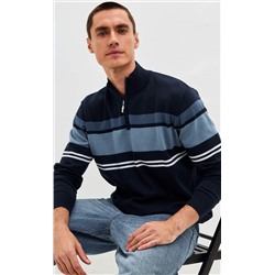 Джемпер мужской с воротником на молнии P221-15-1748 сине-голубой