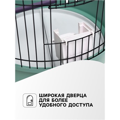 Клетка для птиц круглая, трехярусная сварная, малый поддон, 33×77 см, микс цветов