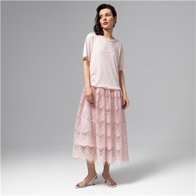 Платье комбинированное с кружевом, Доведу до мечты (soft pink)