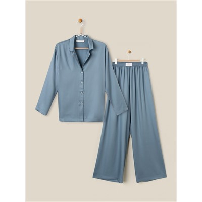 Пижама женская (рубашка, брюки) SL HOME Tensel Home, голубая
