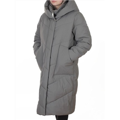 8836 GRAY/GREEN Пальто зимнее женское (150 гр. холлофайбер)