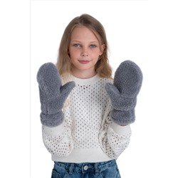 Варежки детские меховые серые