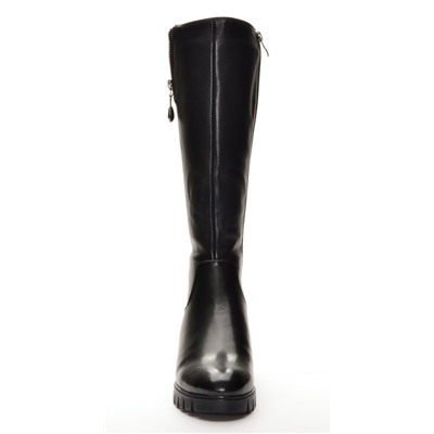 Mira Tini J371-15819BM-МП/Z Сапоги женские чер нат кожа, подклад нат евро мех (до щиколотки модели)