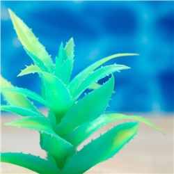 Растение искусственное аквариумное, светящееся, 10 см, зелёное