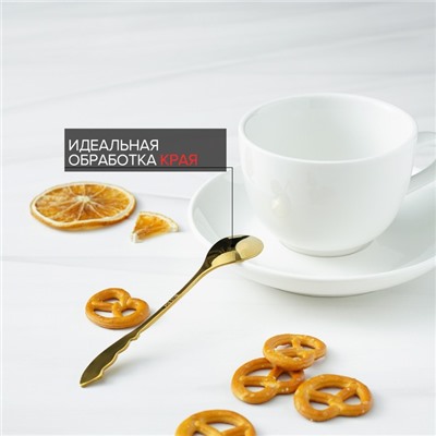 Ложка десертная из нержавеющей стали Magistro «Перо», длина 12.5 см, золотистая