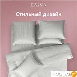 CASSIA ЛЮКС Страйп Сатин с-сер КПБ 145х215-1/200х220-1/50х70-2/70х70-2, 6 пр., хл/сатин
