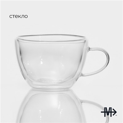 Кружка с двойными стенками Magistro «Дуо», 190 мл, стекло, прозрачная