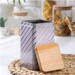 Банка для сыпучих продуктов «Кофе. Линии», 9×9×15 см, цвет серый