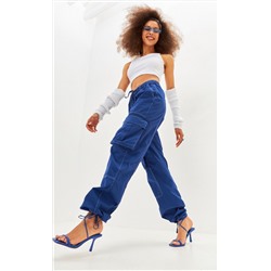 Брюки женские карго на резинке TP08-01-2017 синие