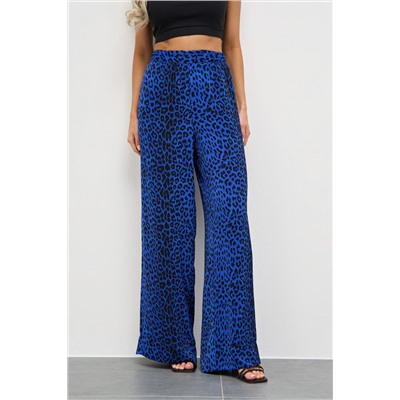 Брюки широкие синие с карманами