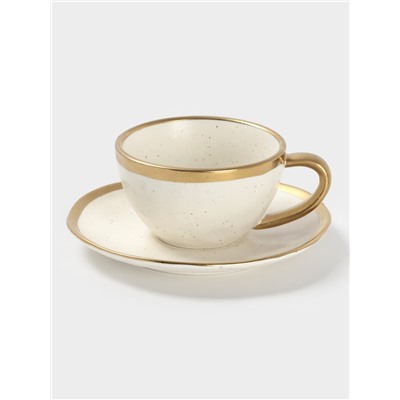 Чайная пара Magistro Poursephona, чашка 250 мл, блюдце d=16 см, фарфор, белая