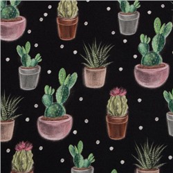 Дорожка на стол Этель Succulents 40×149см, 100% хлопок, саржа 190 г/м², чёрная