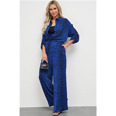 Брюки широкие синие с карманами