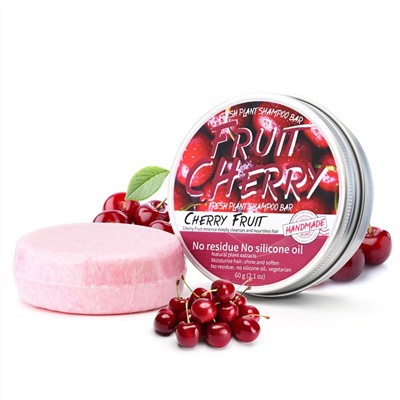Органический твердый шампунь с экстрактом ВИШНИ Fresh Plant Shampoo Bar, 60 гр.