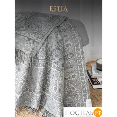 Estia ЭЛДА Плед св.сер. 130х170 см, 1 пр., 90% хлоп./10% мерин.шерсть, 208 гр/м2