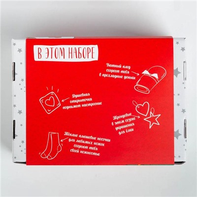 Набор подарочный новогодний «Этель»: плед, носки, 2 игрушки, открытка