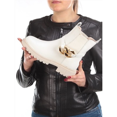 5267-2 WHITE Ботинки демисезонные женские (натуральная кожа, байка)