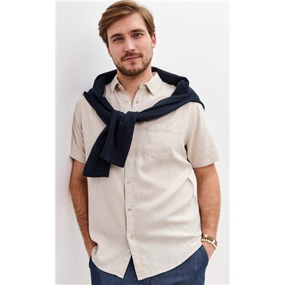 Рубашка к/р лен F111-0451 beige