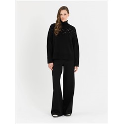 Свитер чёрный вязаный с ажурным рисунком