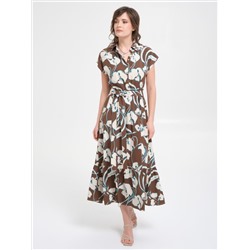 Платье коричневое с поясом